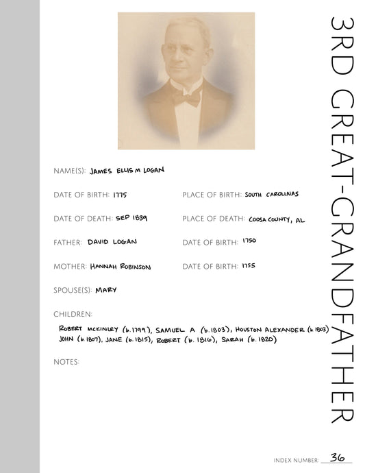 3rd Great-Grandfather: Printable Genealogy Page (Digital Download)