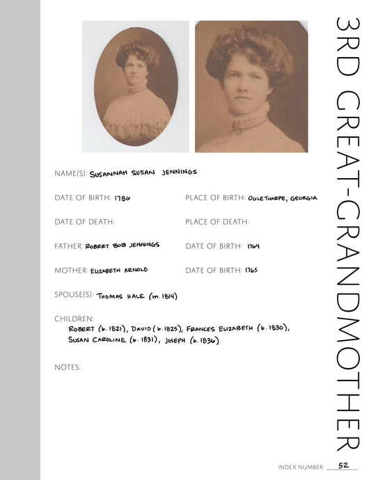 3rd Great-Grandmother: Printable Genealogy Page (Digital Download)