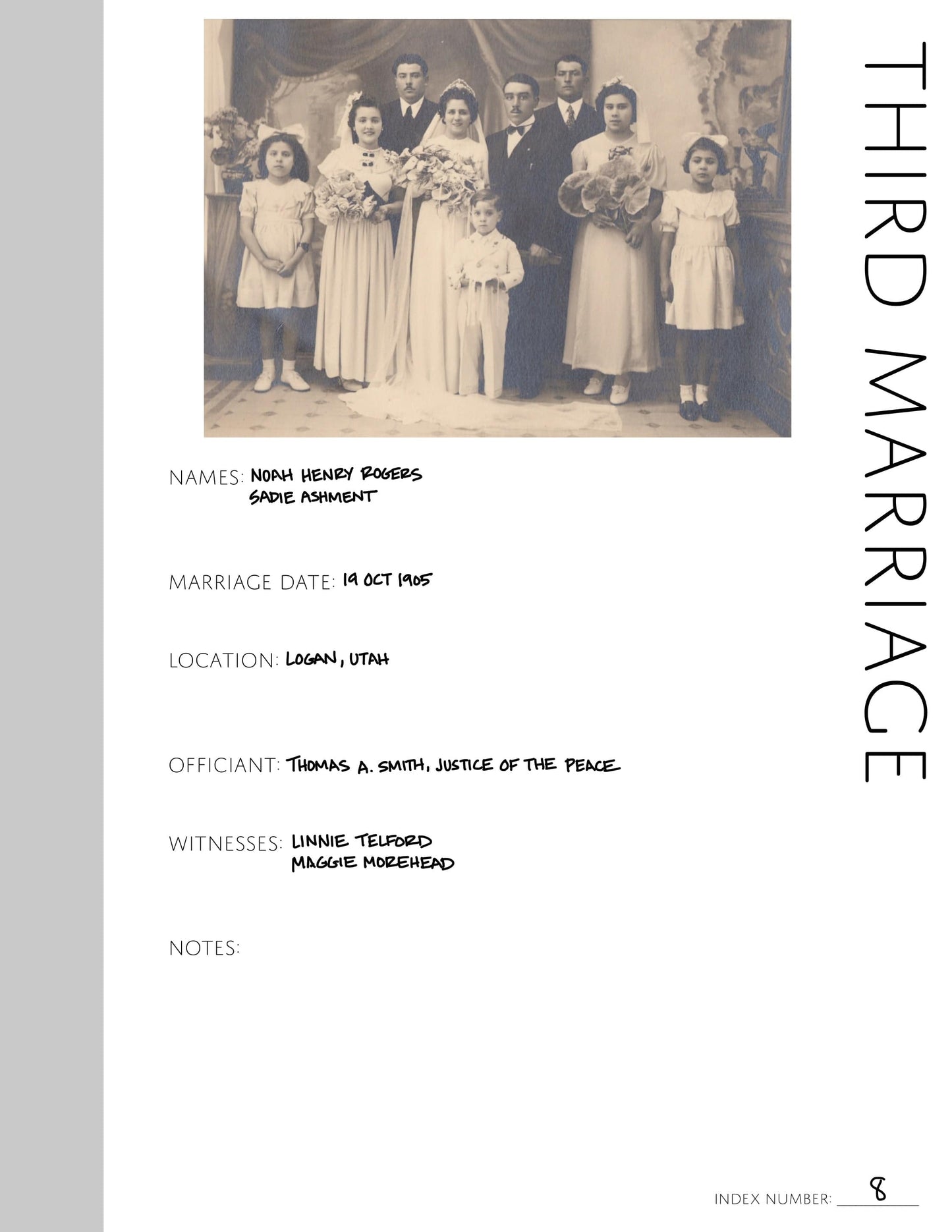 3rd Marriage Records Page: Printable Genealogy Form (Digital Download)