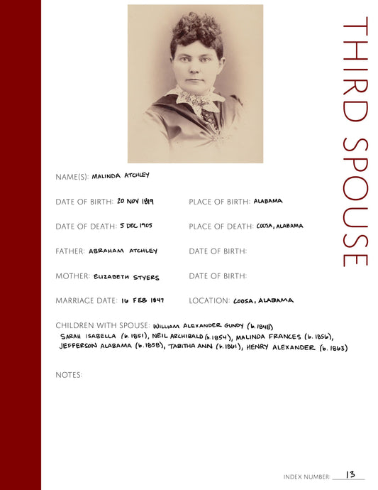 Third Spouse Profile Page: Printable Genealogy Form (Digital Download)