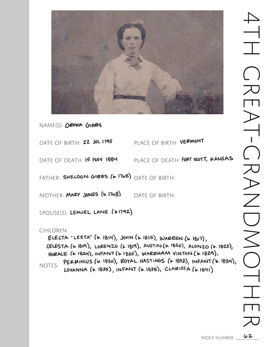 4th Great-Grandmother: Printable Genealogy Page (Digital Download)