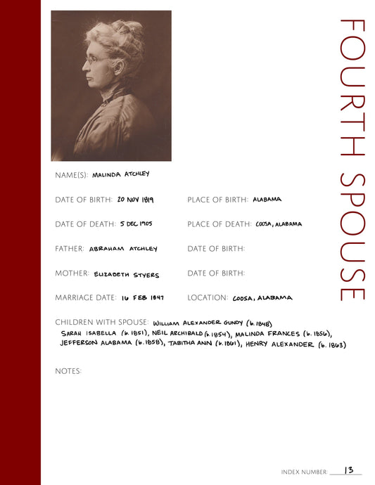 Fourth Spouse Profile Page: Printable Genealogy Form (Digital Download)