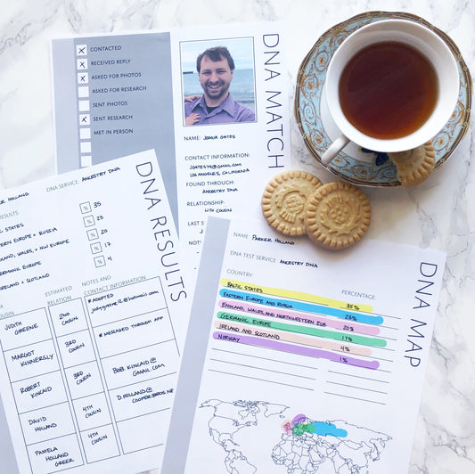 DNA Records Bundle: Printable Genealogy Form for Family History Binder (Digital Download)