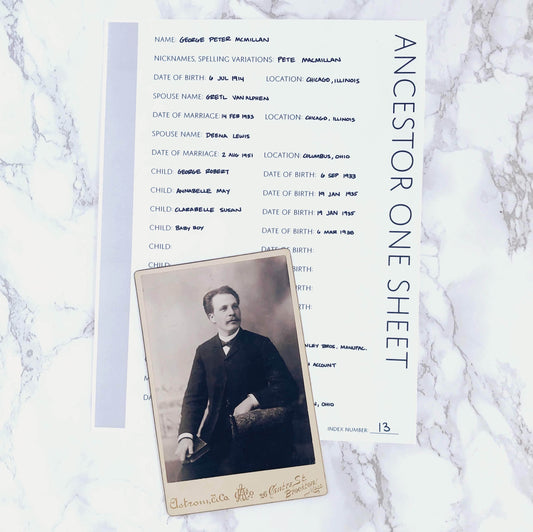 Ancestor One Sheet: Printable Genealogy Form (Digital Download)