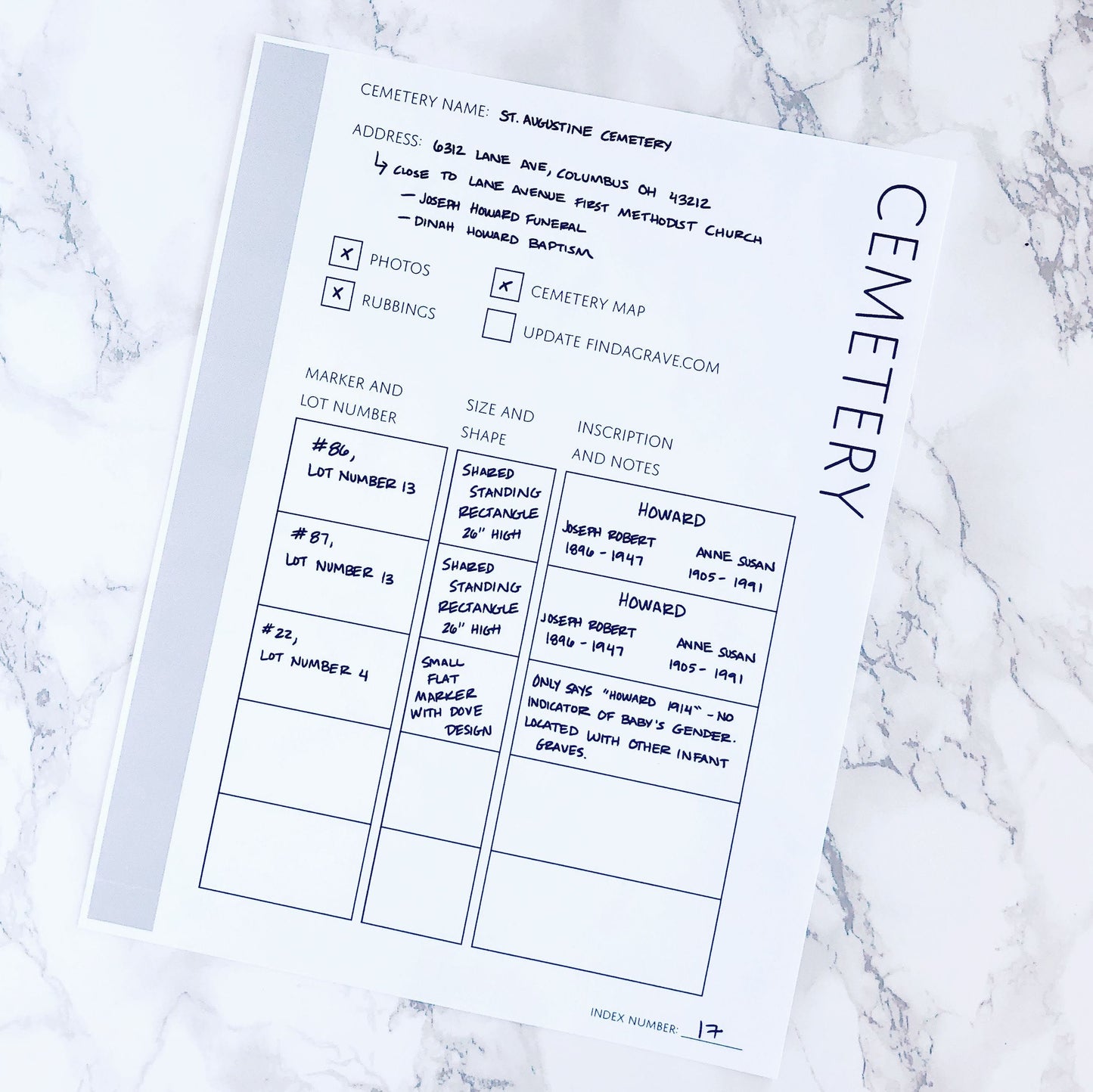 Cemetery Bundle: Printable Genealogy Forms for Family History Research (Digital Download)