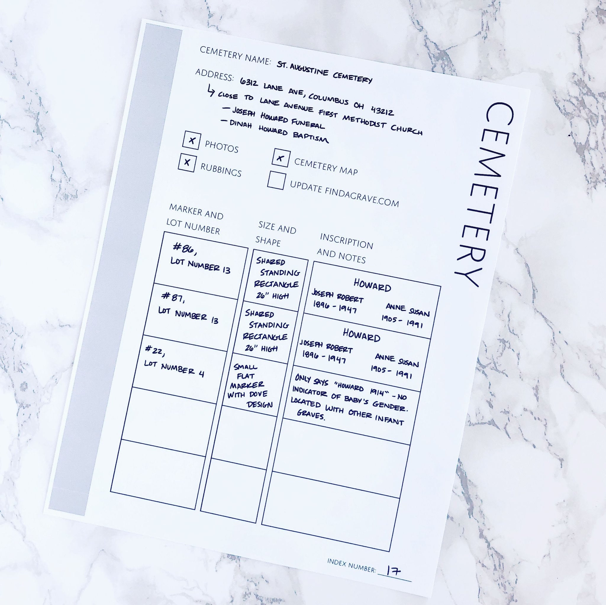 Cemetery Bundle: Printable Genealogy Forms for Family History Research ...