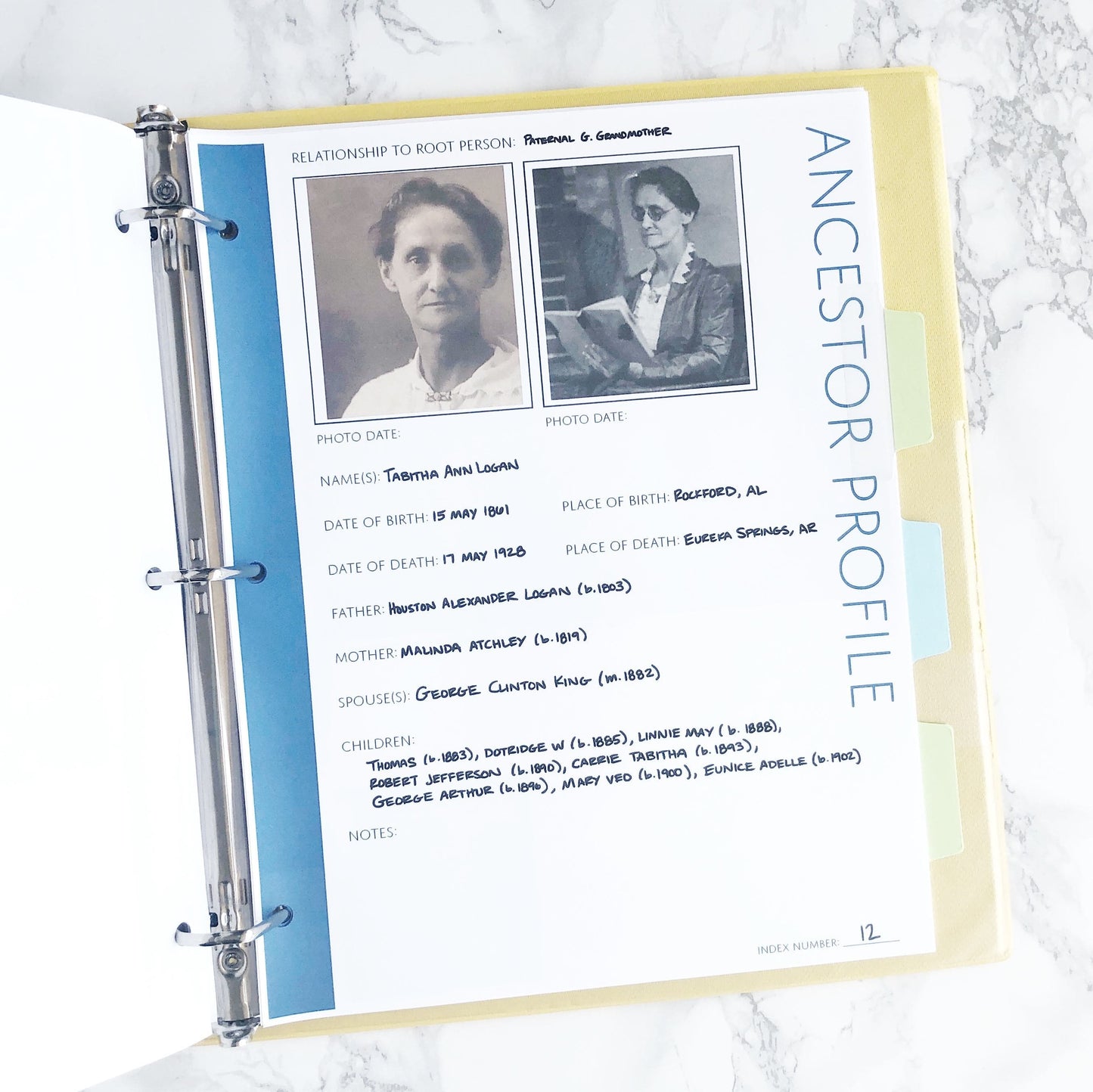 Ancestor Profile: Printable Genealogy Form (Digital Download)