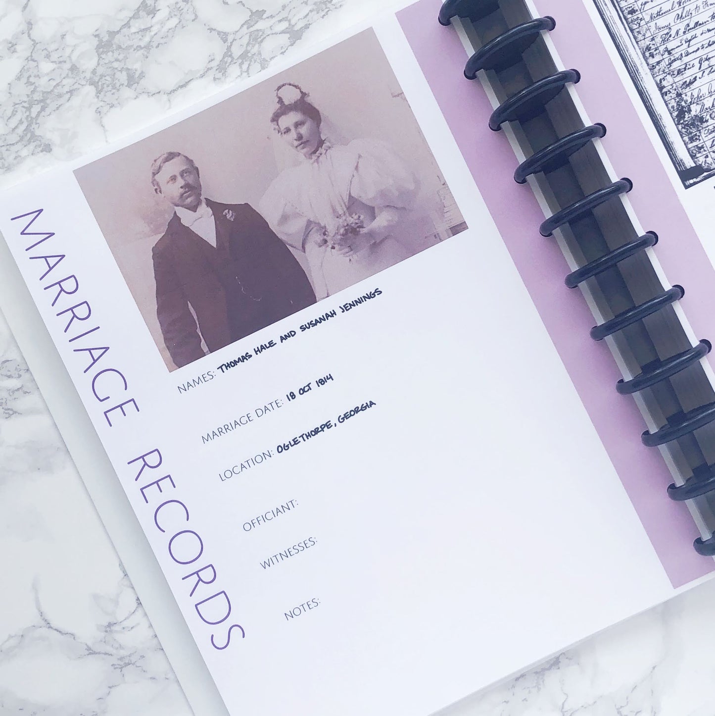 Marriage Records: Printable Family History Form for Genealogy (Digital Download)