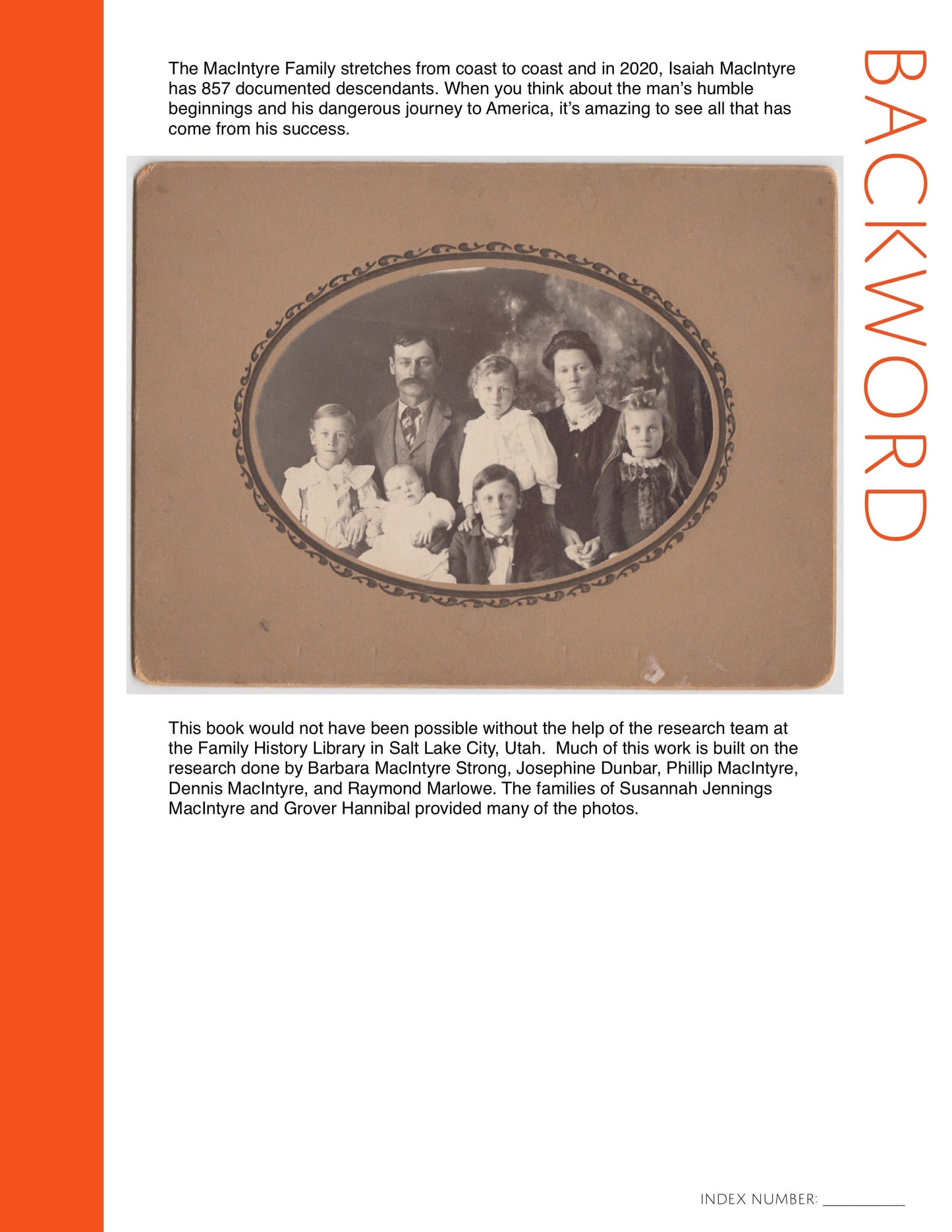 Backword Page: Printable Genealogy Form (Digital Download)