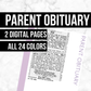 Parent Obituary: Printable Genealogy Form (Digital Download)