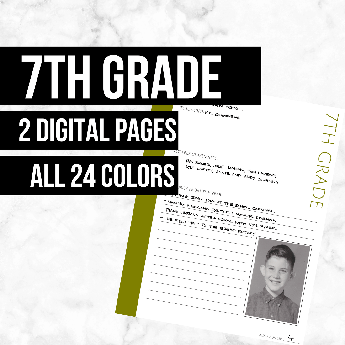 7th Grade: Printable Genealogy Form (Digital Download)
