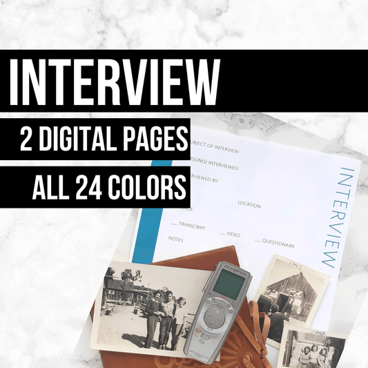 Interview: Printable Genealogy Form (Digital Download)