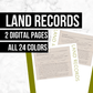Land Records Blank Page: Printable Genealogy Form (Digital Download)