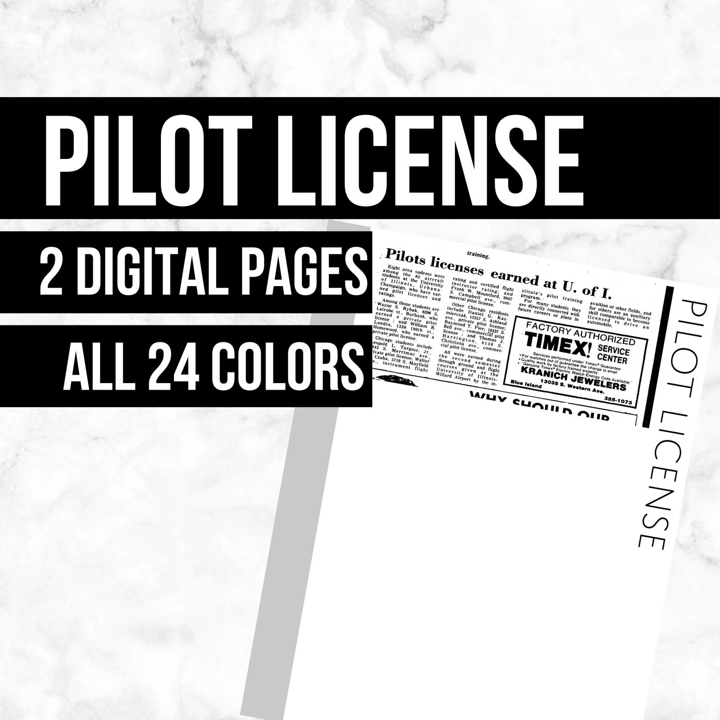 Pilot License: Printable Genealogy Form (Digital Download)