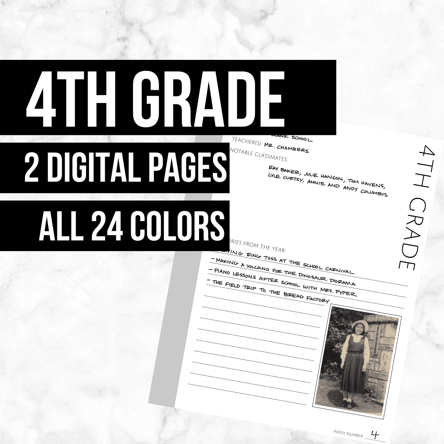 4th Grade: Printable Genealogy Form (Digital Download)