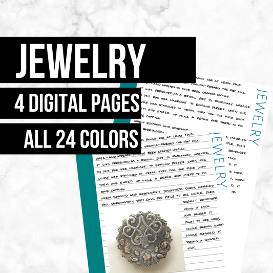 Jewelry: Printable Genealogy Form (Digital Download)