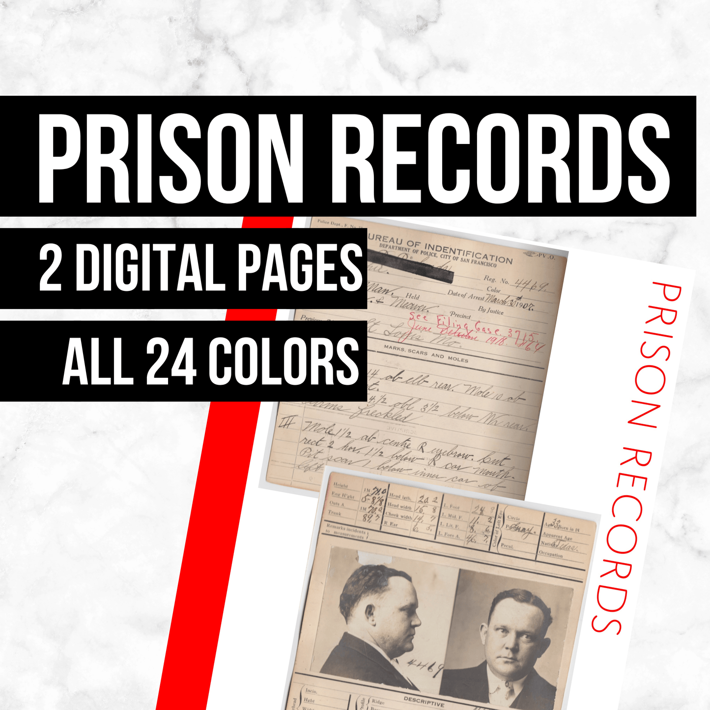 Prison Records: Printable Genealogy Forms (Digital Download)