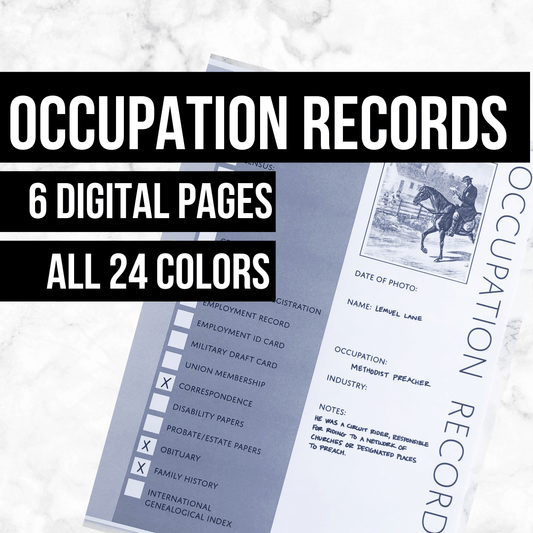 Ancestor Occupation Records: Printable Genealogy Form for Family History Binder (Digital Download)