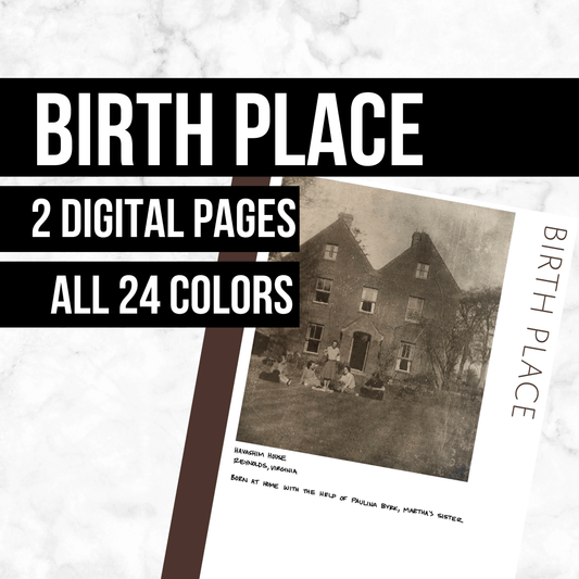 Birth Place Page: Printable Ancestry Form for Genealogy (Digital Download)