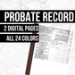 Probate Record: Printable Genealogy Form (Digital Download)
