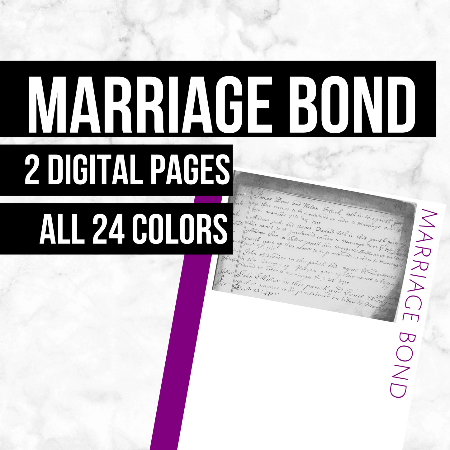 Marriage Bond: Printable Genealogy Form (Digital Download)