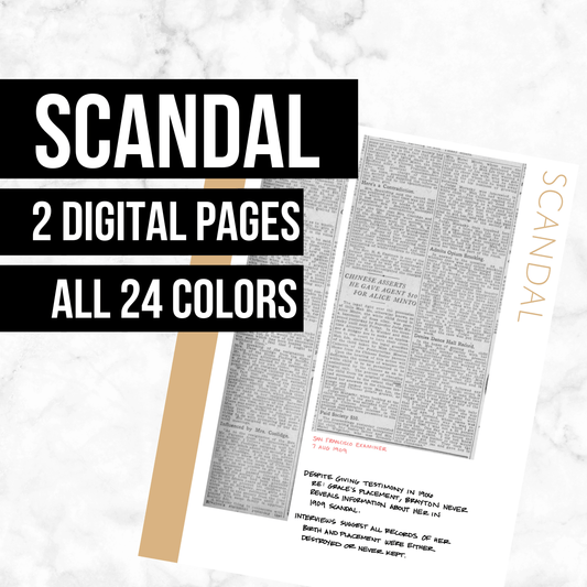 Scandal Page: Printable Genealogy Form (Digital Download)