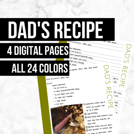 Dad's Recipe Pages: Printable Genealogy Form (Digital Download)