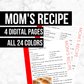 Mom's Recipe Pages: Printable Genealogy Form (Digital Download)