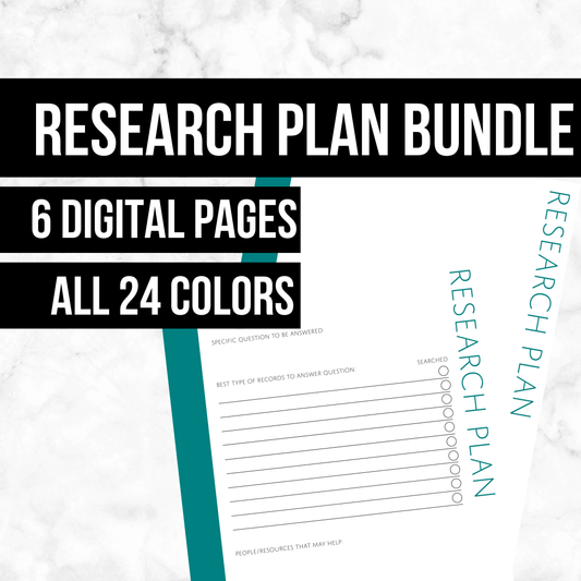 Research Plan Bundle: Printable Genealogy Forms (Digital Download)