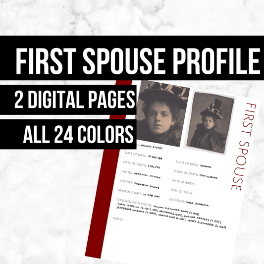 First Spouse Profile Page: Printable Genealogy Form (Digital Download)