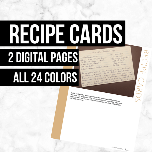 Recipe Cards: Printable Genealogy Page (Digital Download)