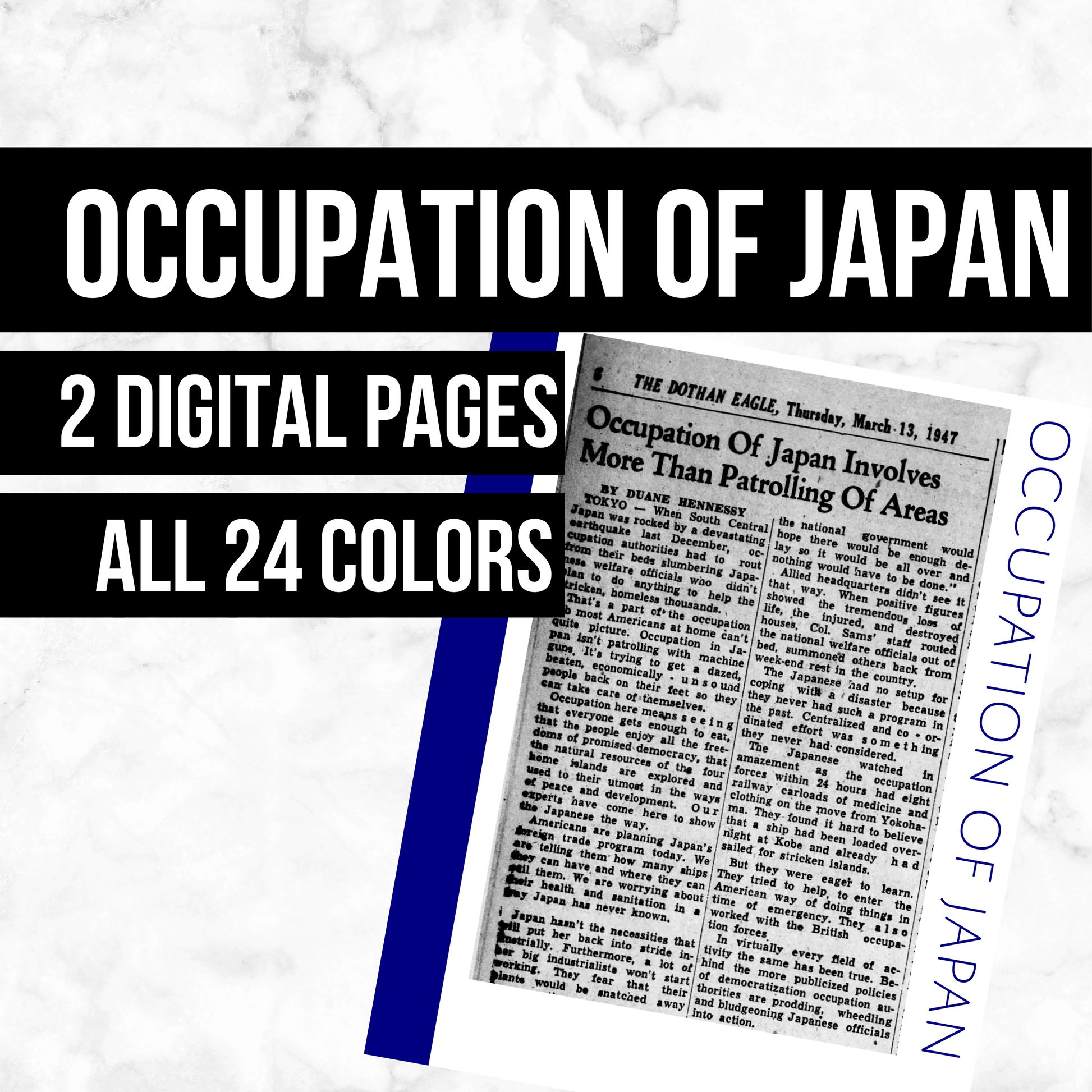 Occupation of Japan Page: Printable Genealogy Form (Digital