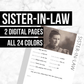 Sister-in-Law: Printable Genealogy Form (Digital Download)