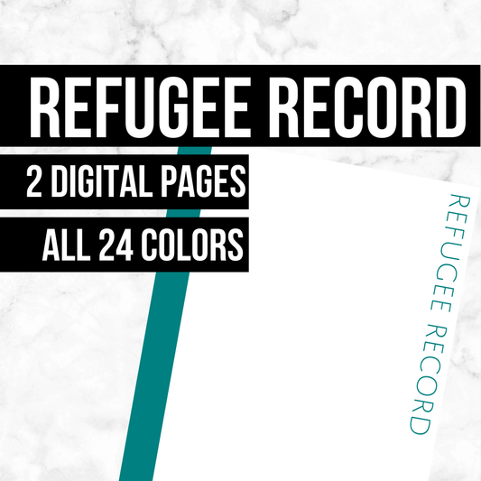 Refugee Record Page: Printable Genealogy Form (Digital Download)