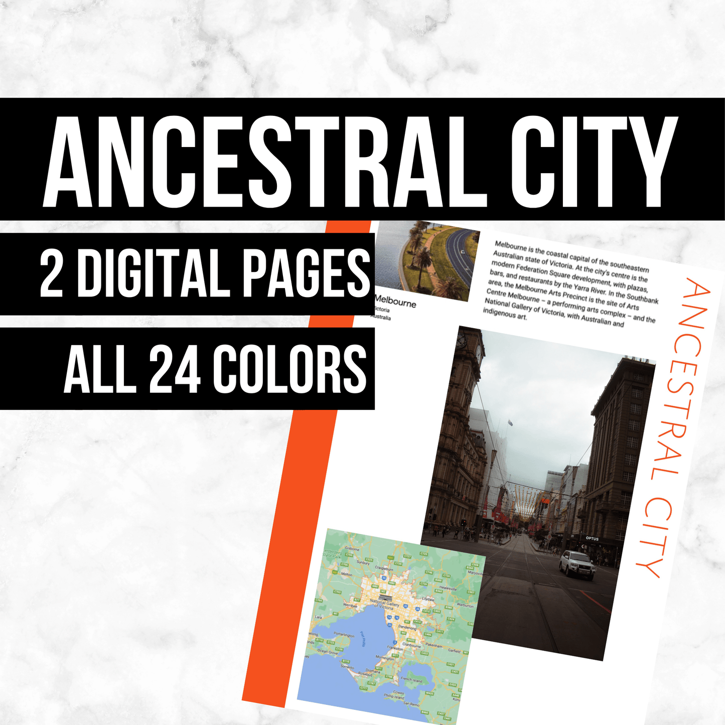 Ancestral City Page: Printable Genealogy Form (Digital Download)