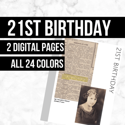 21st Birthday: Printable Genealogy Page (Digital Download)