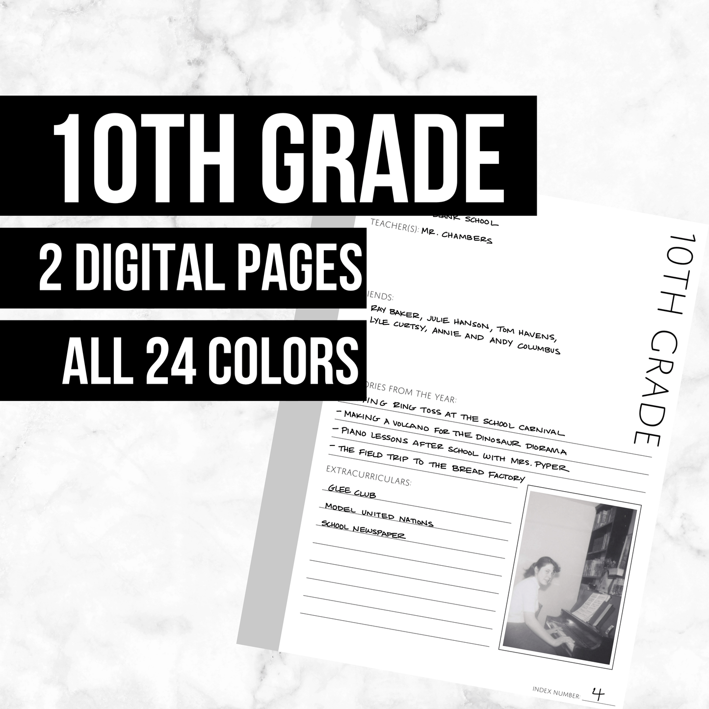 10th Grade: Printable Genealogy Form (Digital Download)