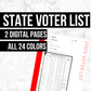 State Voter List Page: Printable Genealogy Form (Digital Download)