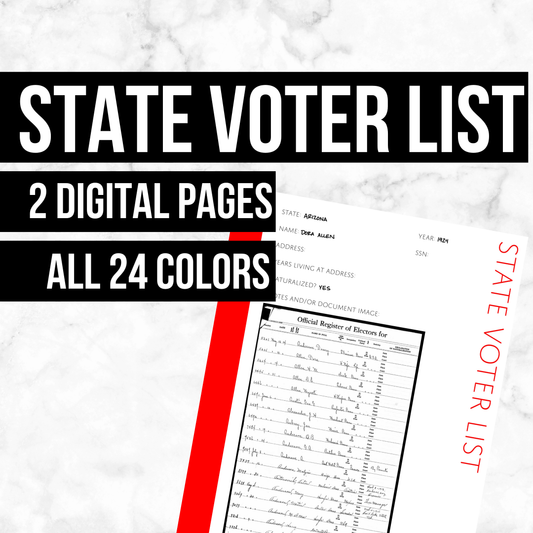 State Voter List Page: Printable Genealogy Form (Digital Download)