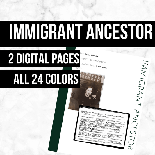 Immigrant Ancestor: Printable Genealogy Page (Digital Download)