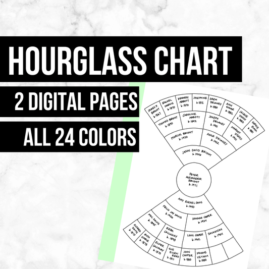 Hourglass Family Tree Chart: Printable Genealogy Form (Digital Download)