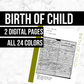 Birth of Child: Printable Genealogy Form (Digital Download)