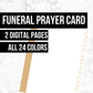 Funeral Prayer Card: Printable Genealogy Forms (Digital Download)