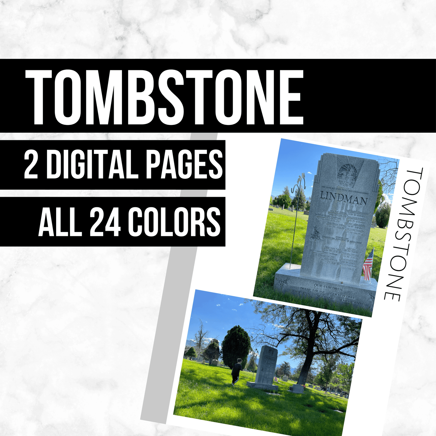 Tombstone: Printable Genealogy Page (Digital Download)