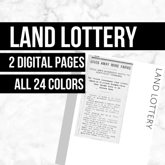 Land Lottery: Printable Genealogy Form (Digital Download)