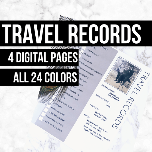 Travel Records: Printable Ancestry Form for Genealogy (Digital Download)