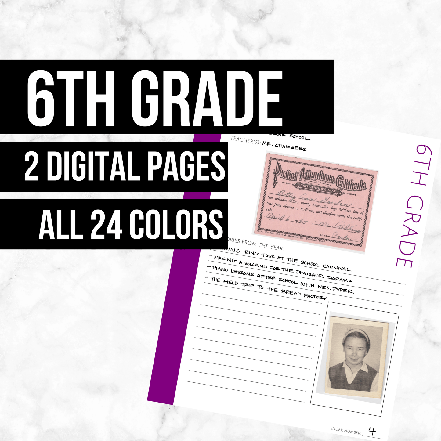 6th Grade: Printable Genealogy Form (Digital Download)