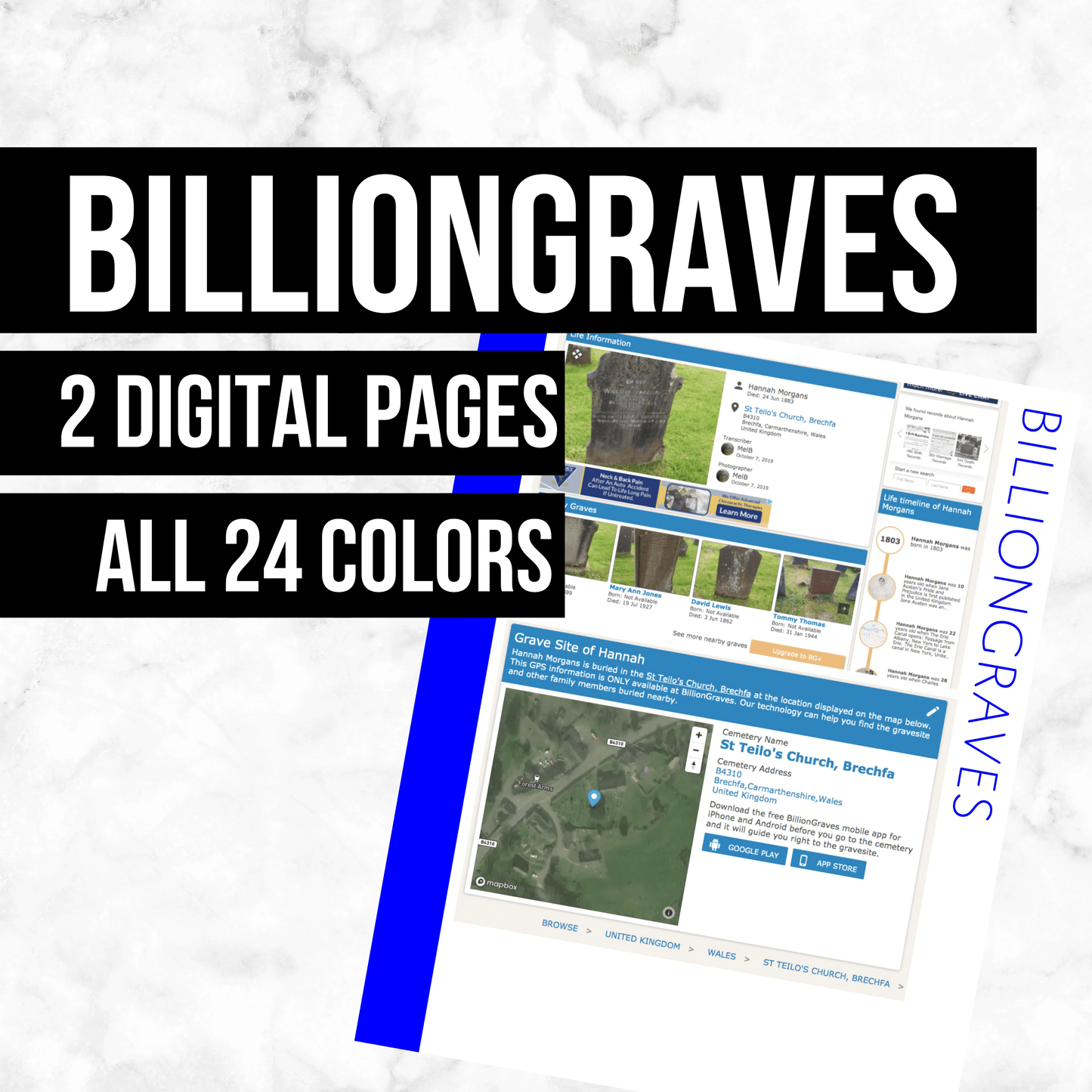 BillionGraves: Printable Genealogy Form (Digital Download)