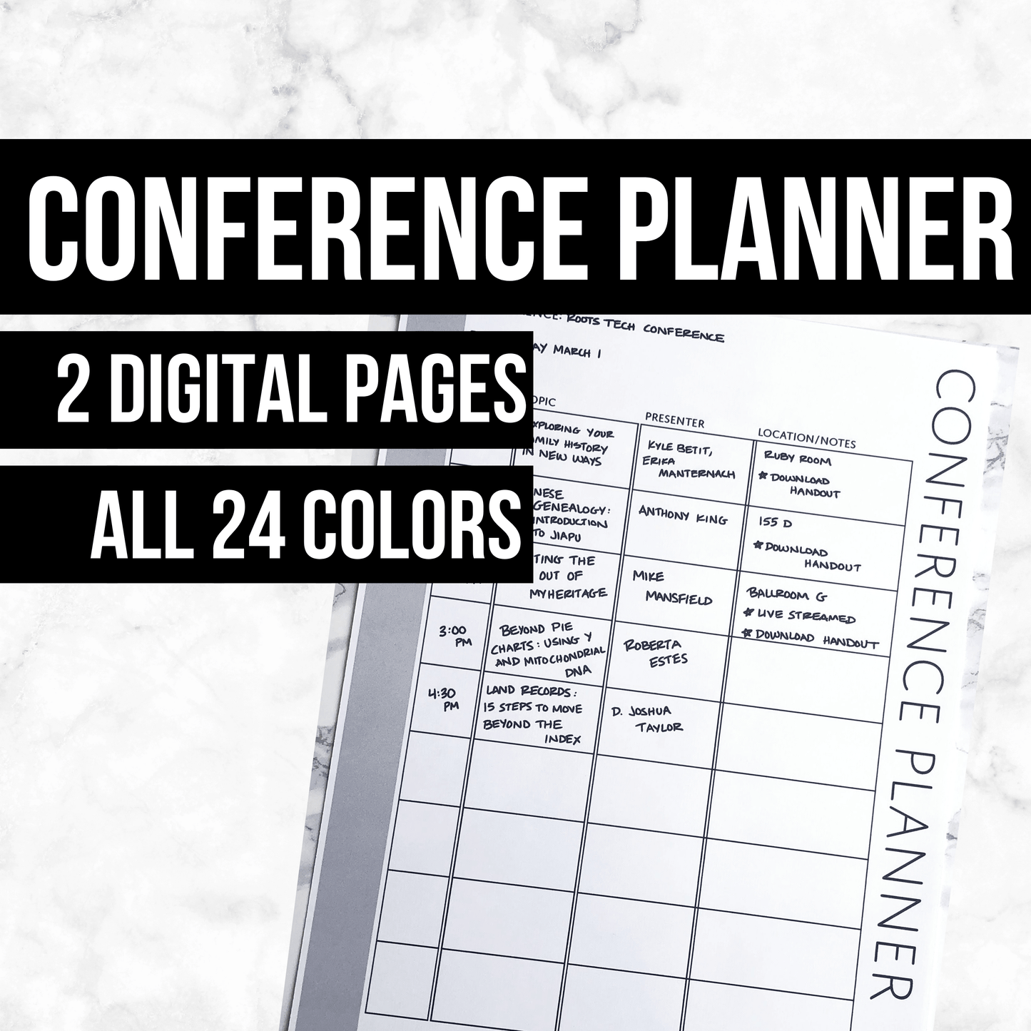 Conference Planner: Printable Genealogy Form (Digital Download)
