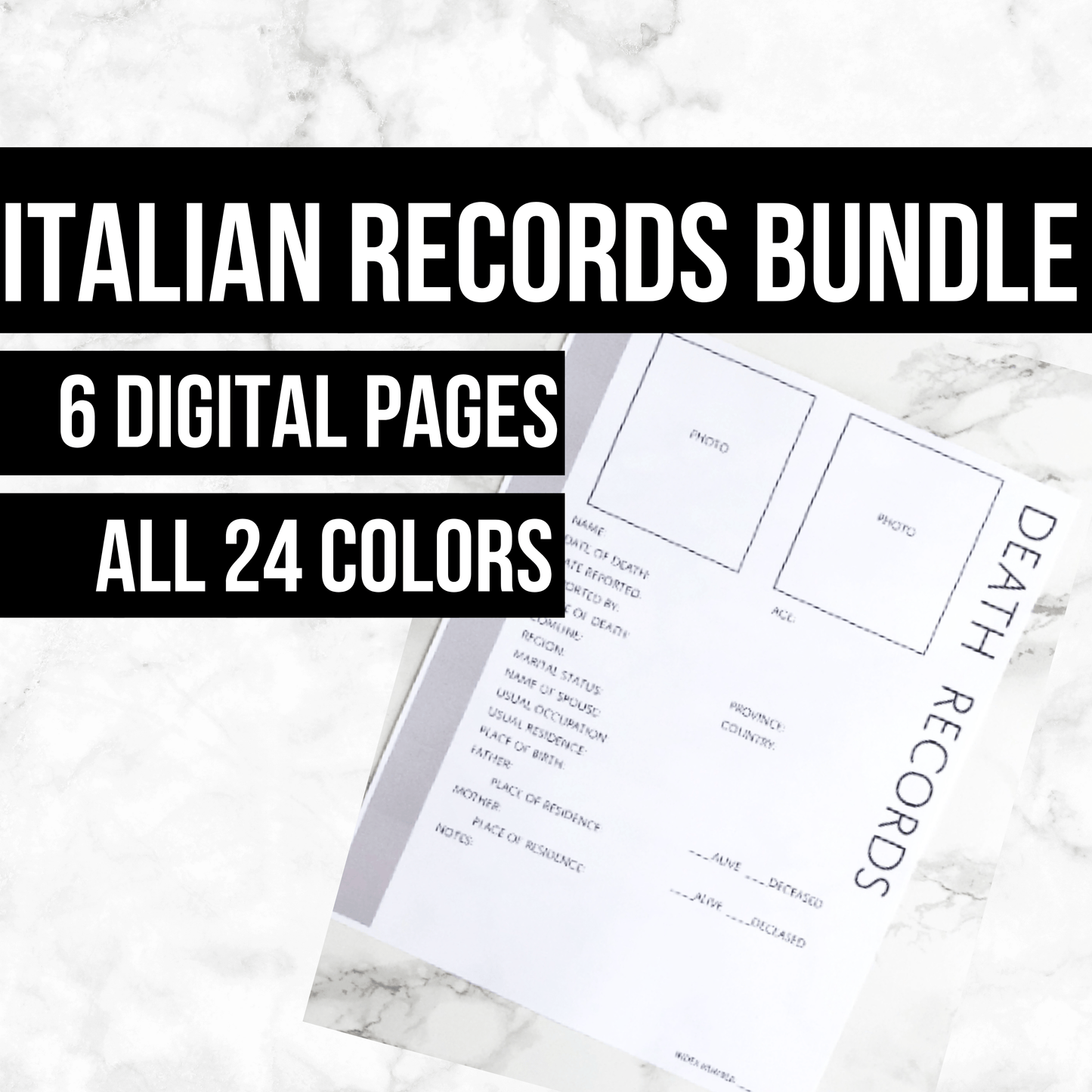 Italian Records (Italy): Printable Genealogy Form (Digital Download)